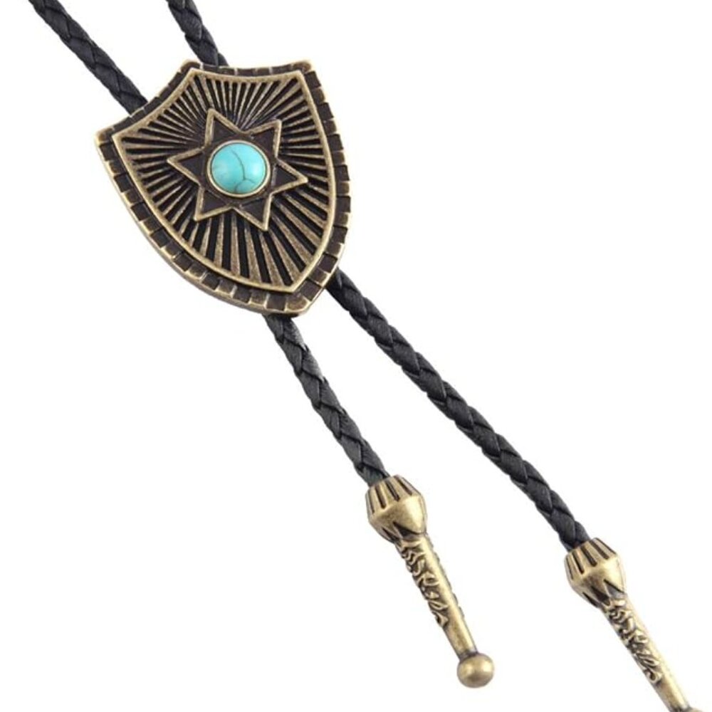 Shield Stars Bronze Bolo Tie